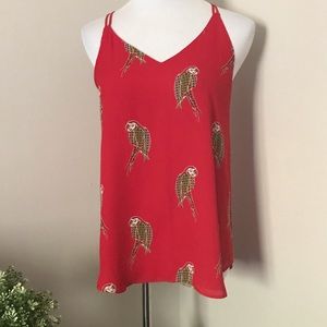 Loft Red Parrot Tank Top Cami Size MP